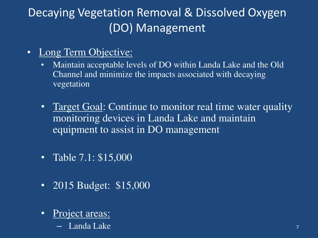 decaying vegetation removal dissolved oxygen