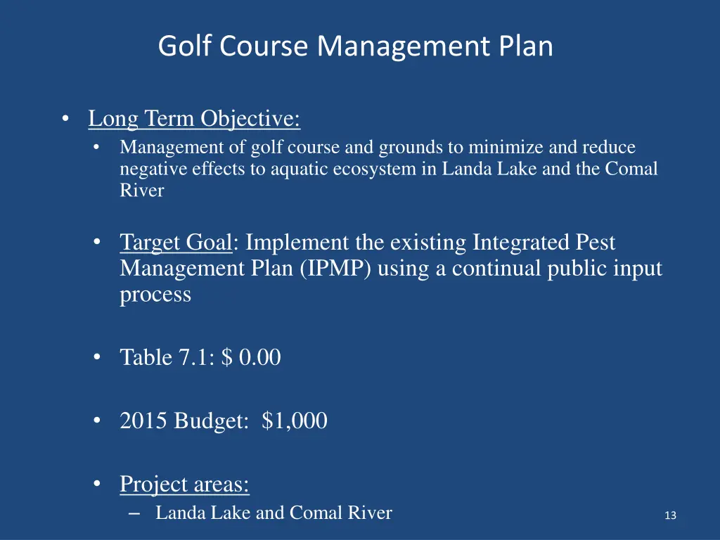 golf course management plan