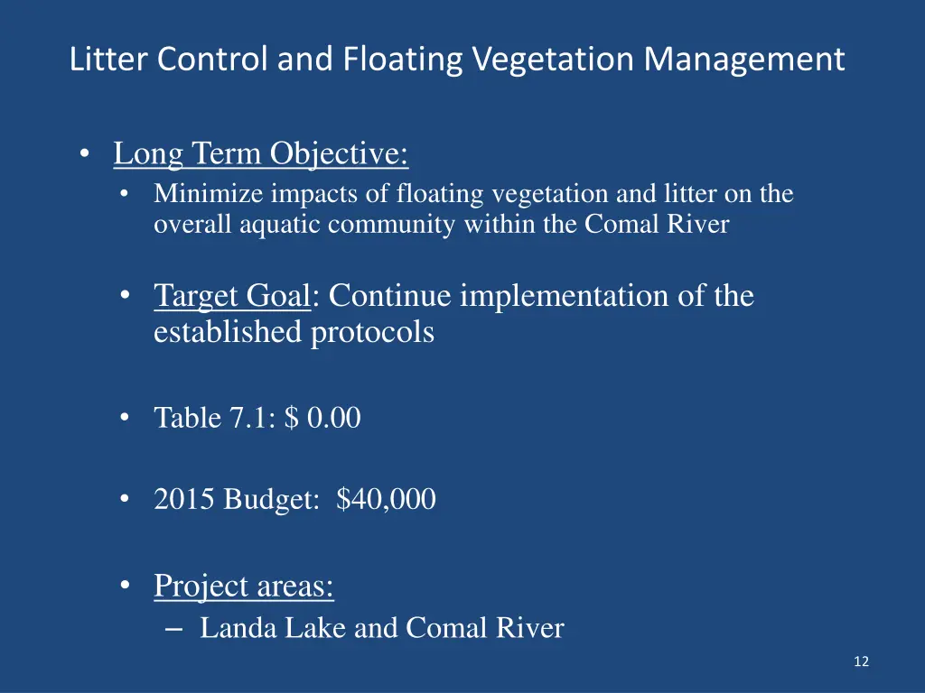 litter control and floating vegetation management