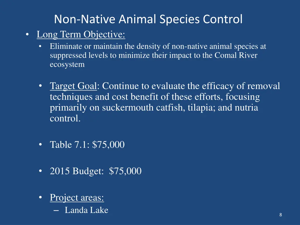 non native animal species control long term