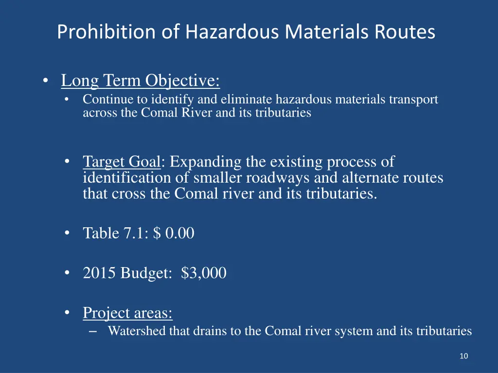 prohibition of hazardous materials routes