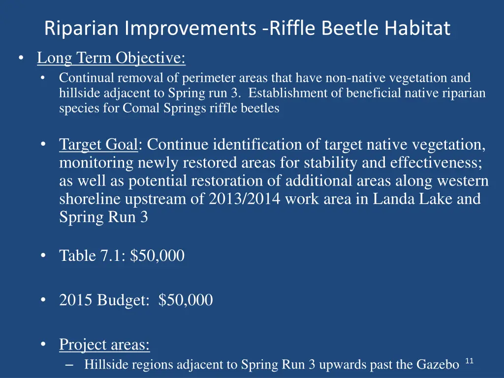 riparian improvements riffle beetle habitat long