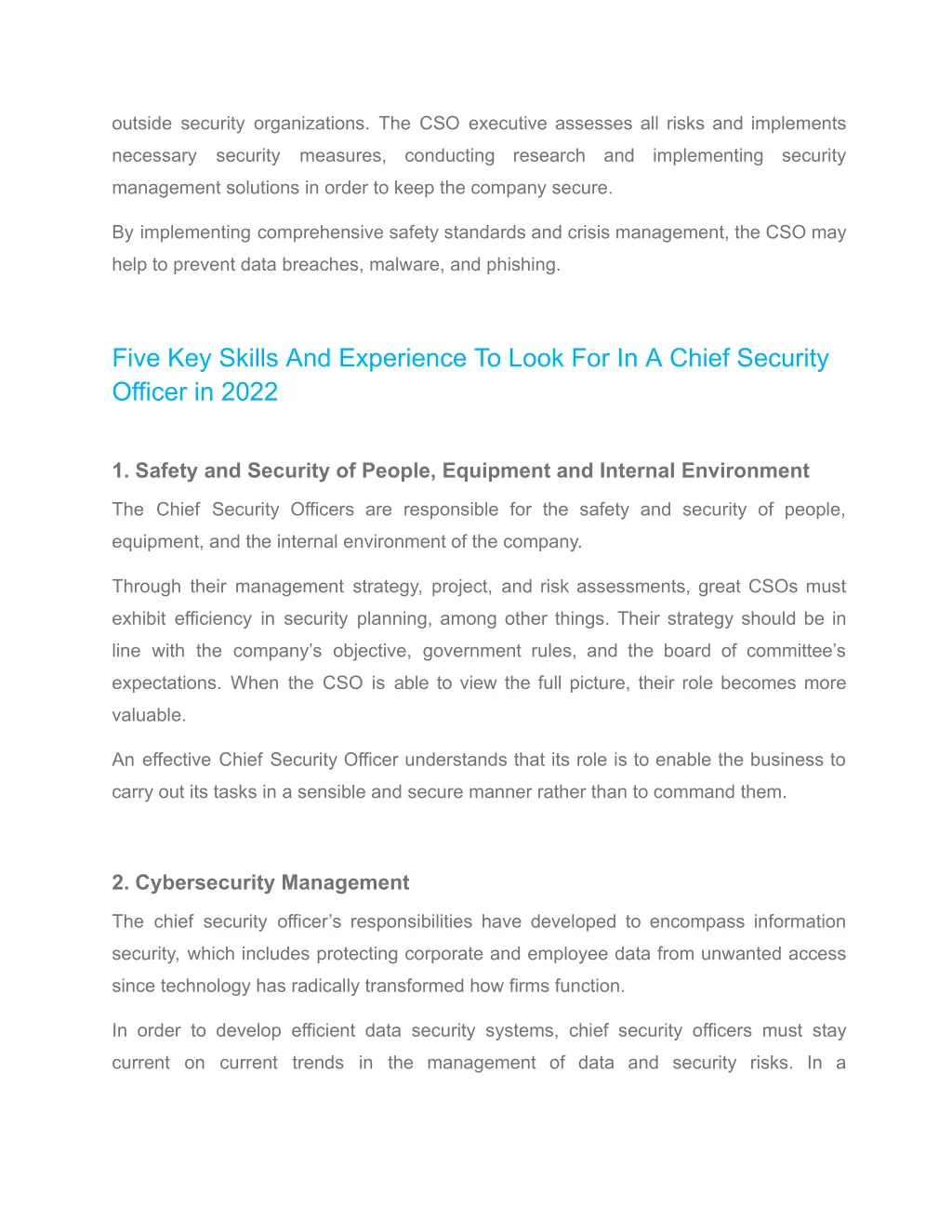 outside security organizations the cso executive