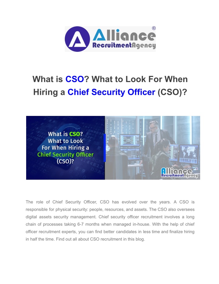 what is cso what to look for when hiring a chief