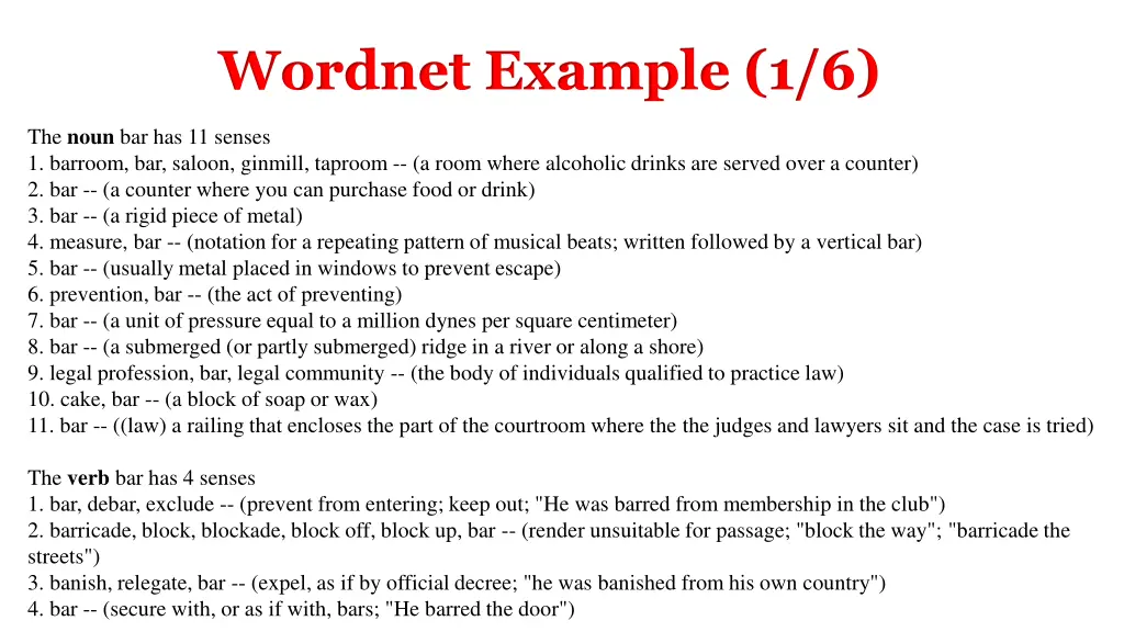 wordnet example 1 6