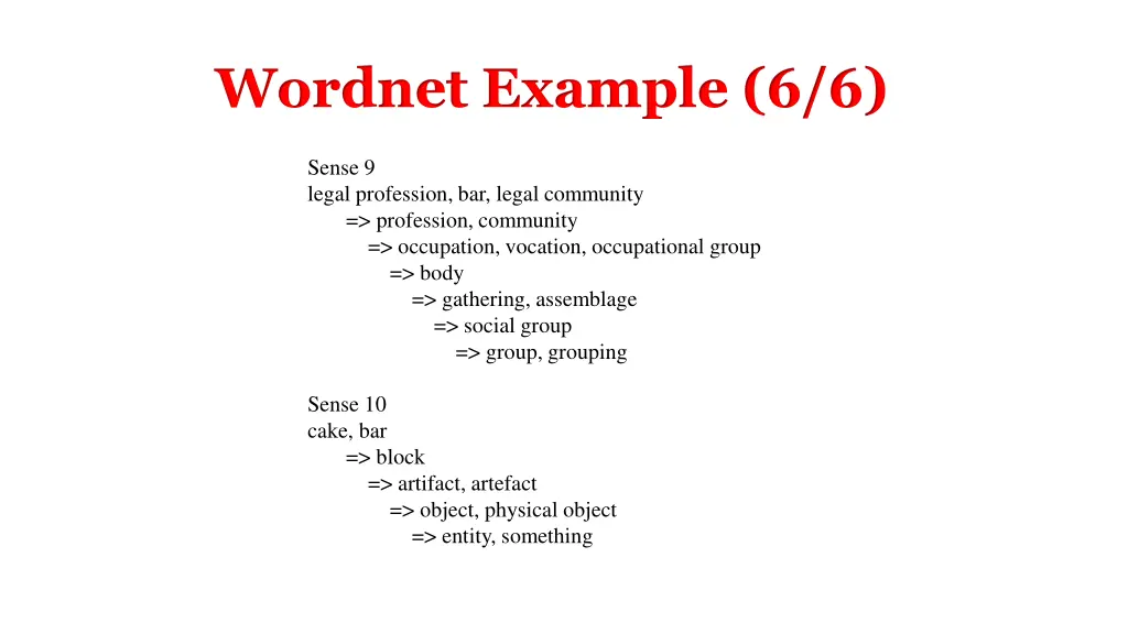 wordnet example 6 6