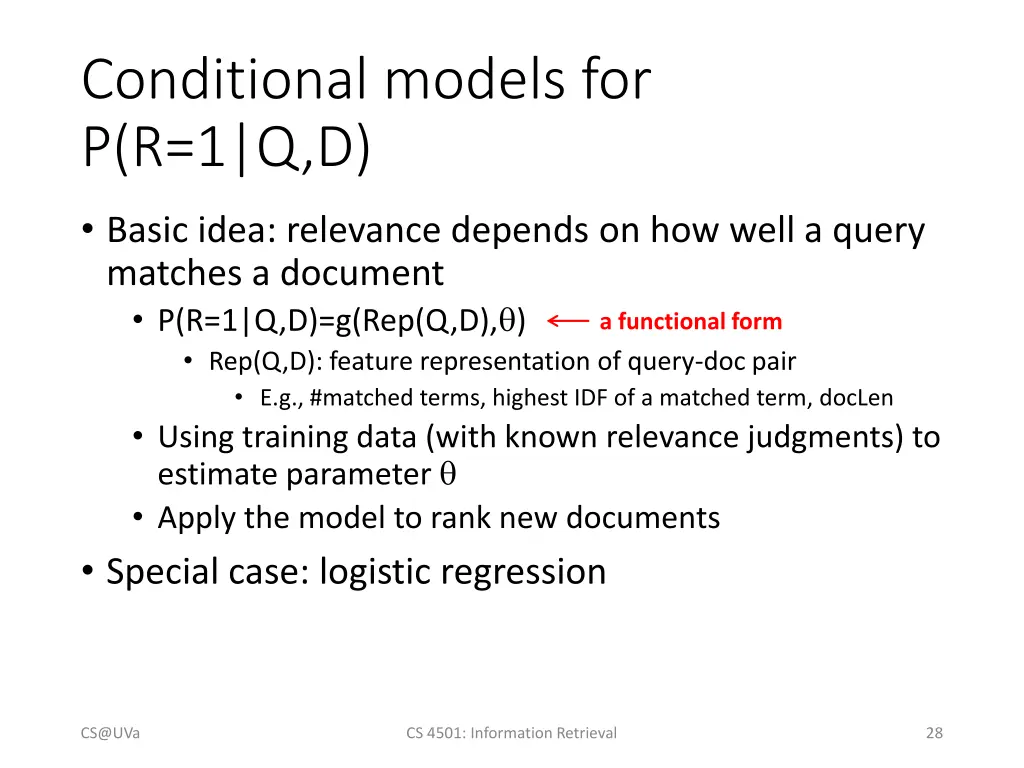 conditional models for p r 1 q d