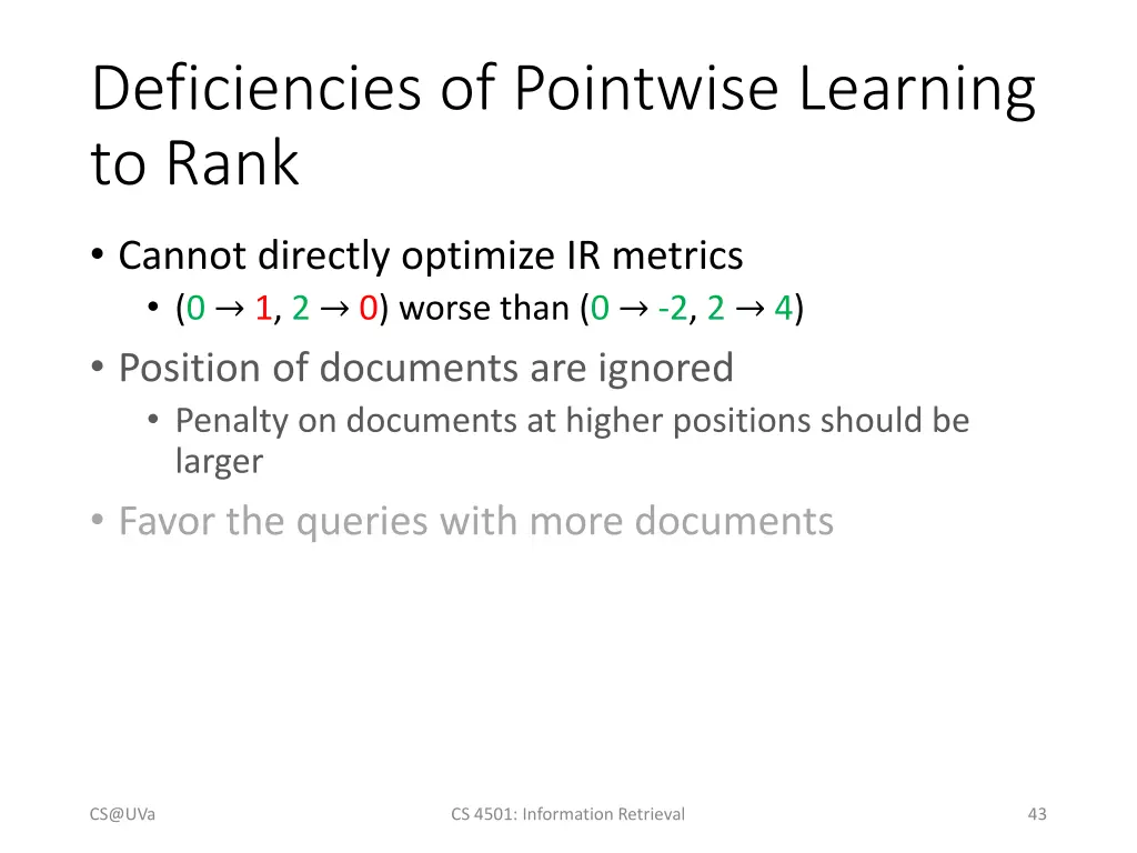 deficiencies of pointwise learning to rank