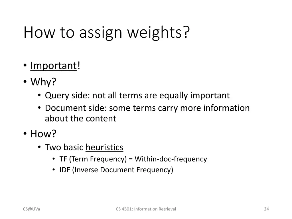 how to assign weights