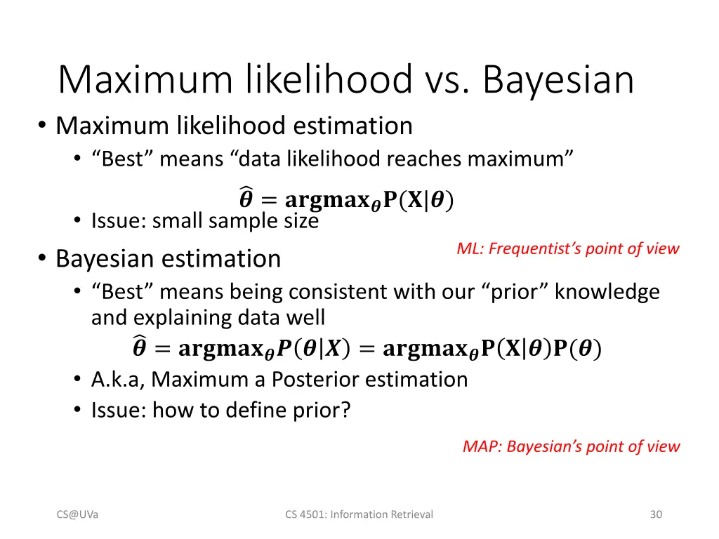 maximum likelihood vs bayesian maximum likelihood