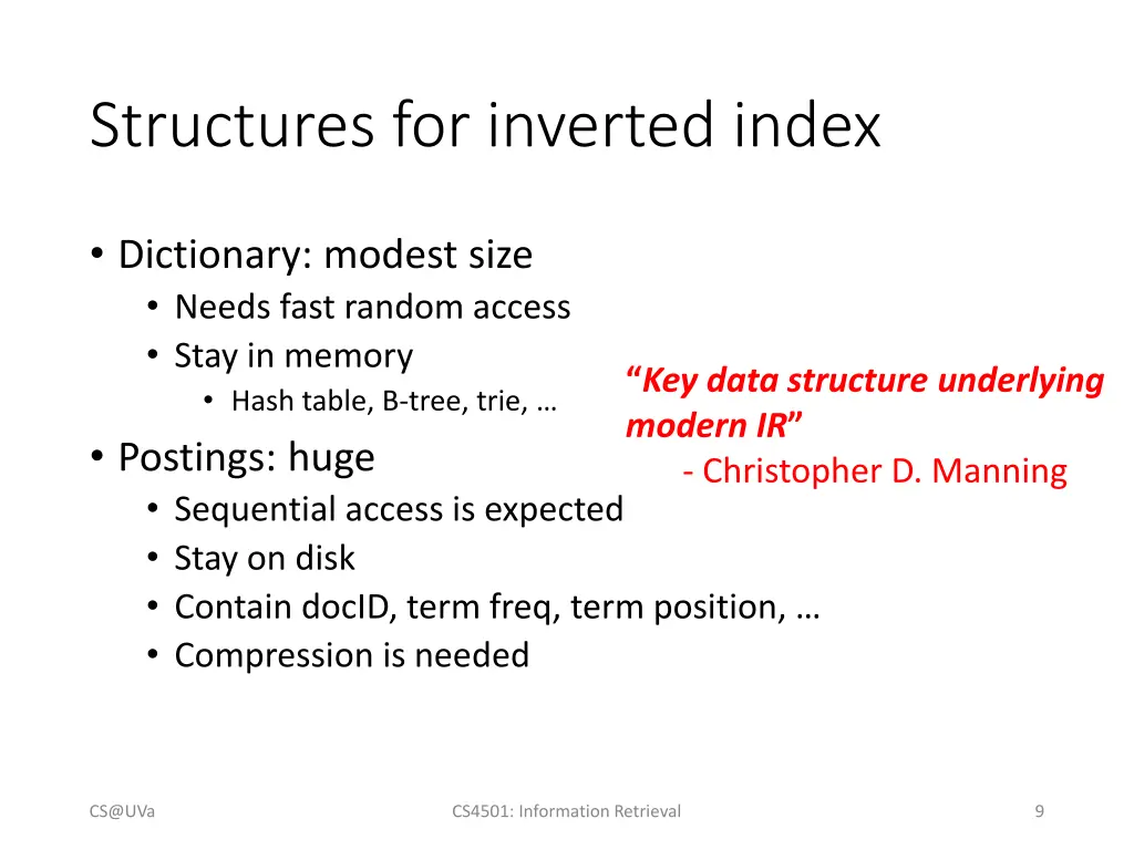 structures for inverted index