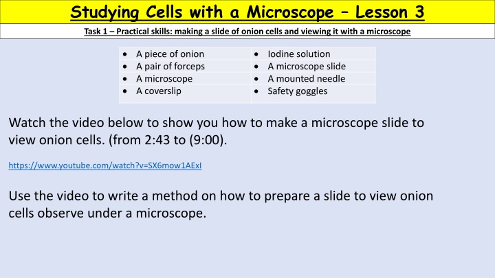 studying cells with a microscope lesson 3