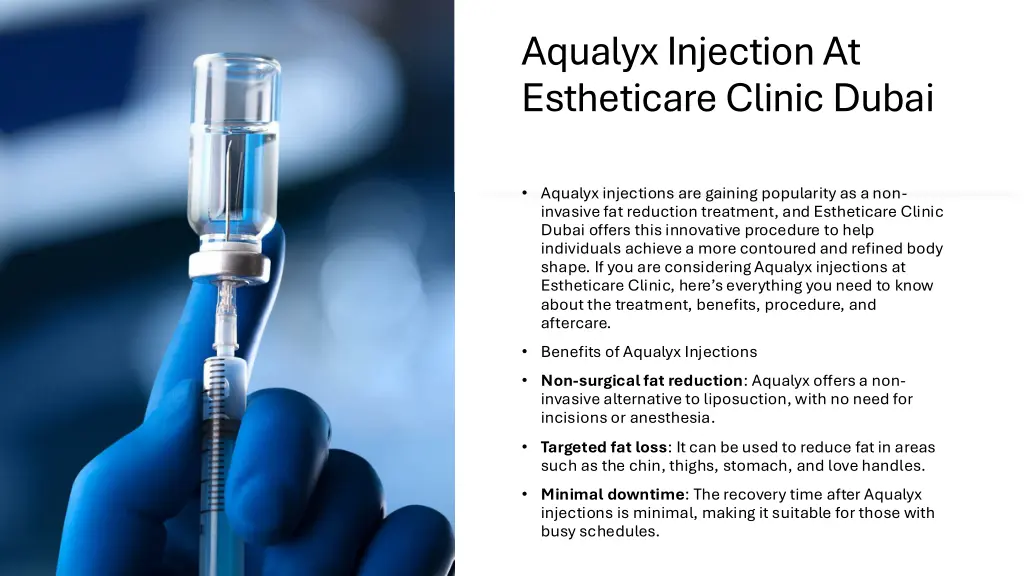 aqualyx injection at estheticare clinic dubai