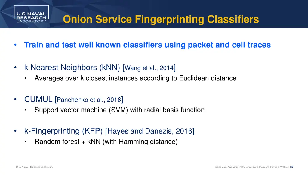 onion service fingerprinting classifiers