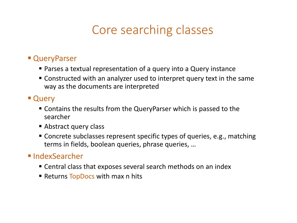 core searching classes