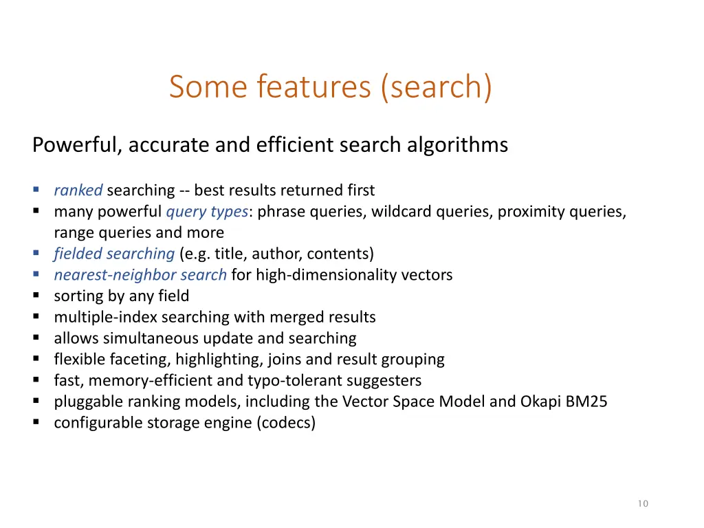 some features search