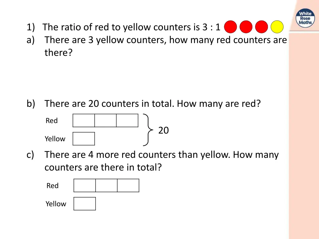 1 the ratio of red to yellow counters