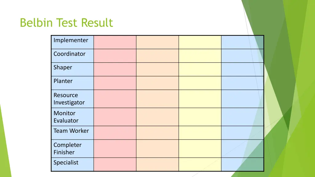 belbin test result