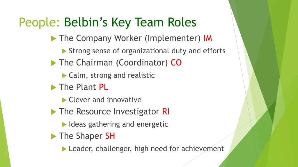 people belbin s key team roles