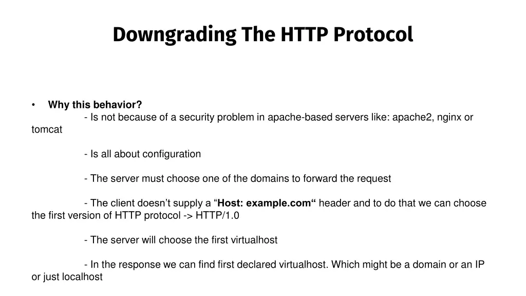 downgrading the http protocol 1