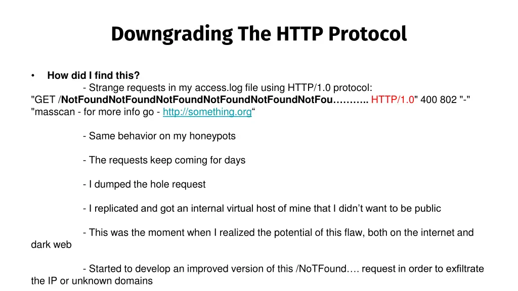 downgrading the http protocol