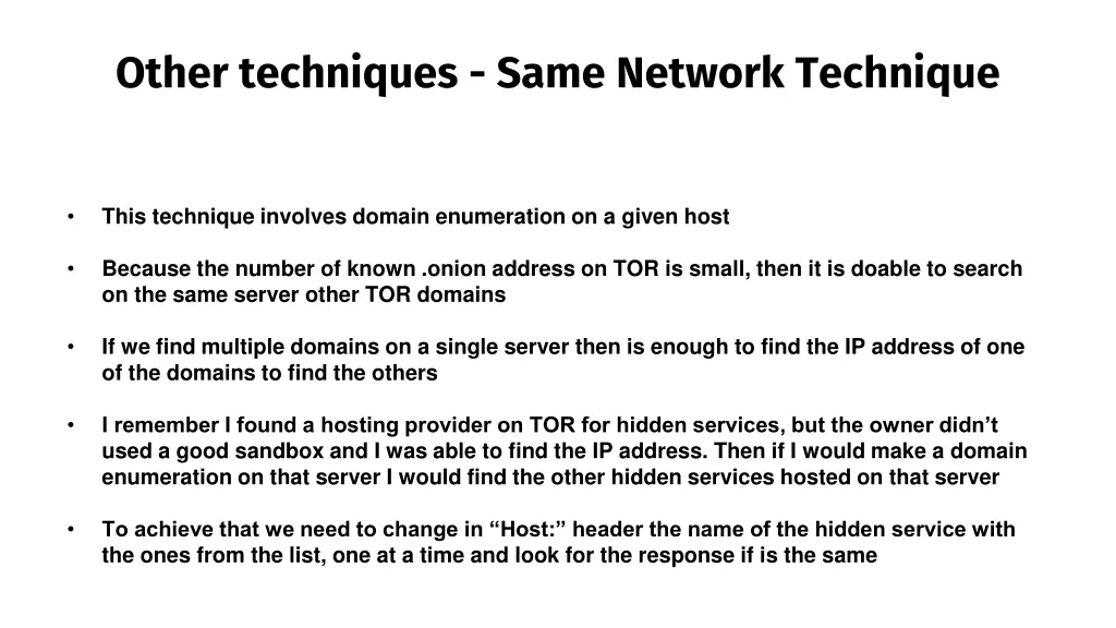 other techniques same network technique