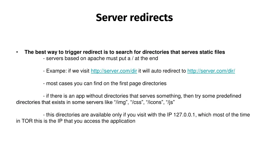 server redirects