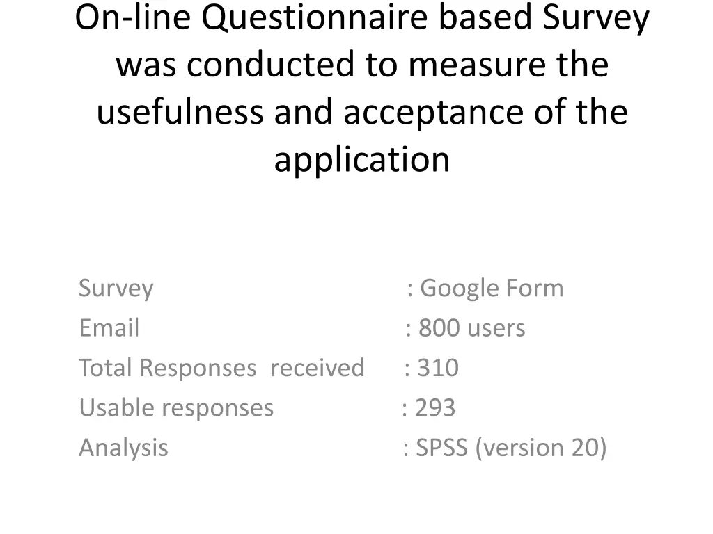 on line questionnaire based survey was conducted