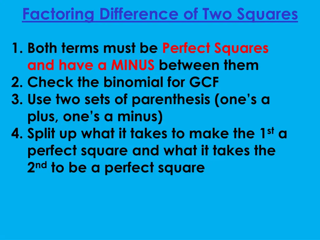 factoring difference of two squares