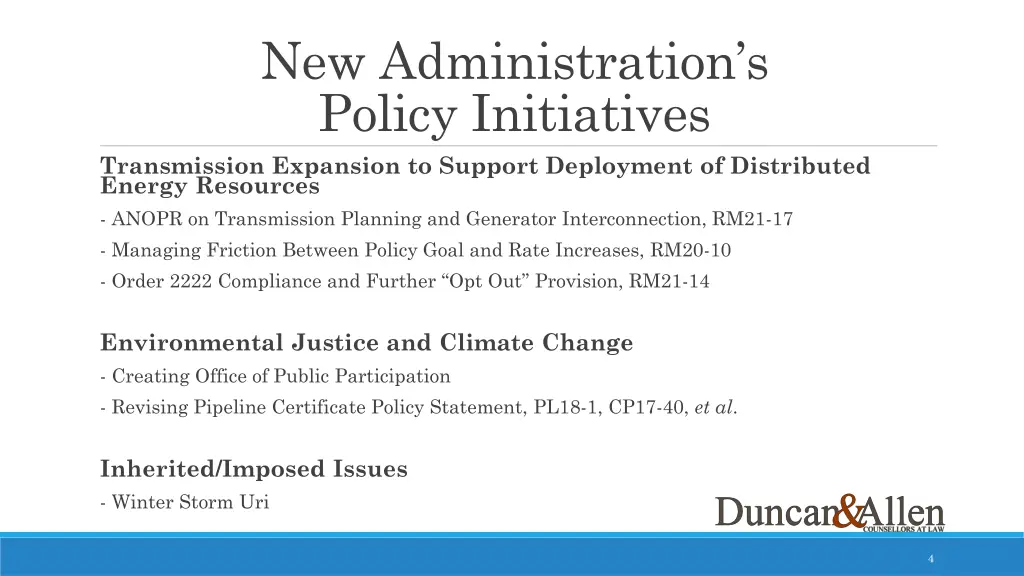 new administration s policy initiatives