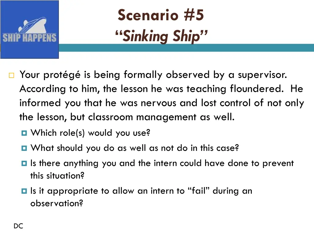 scenario 5 sinking ship