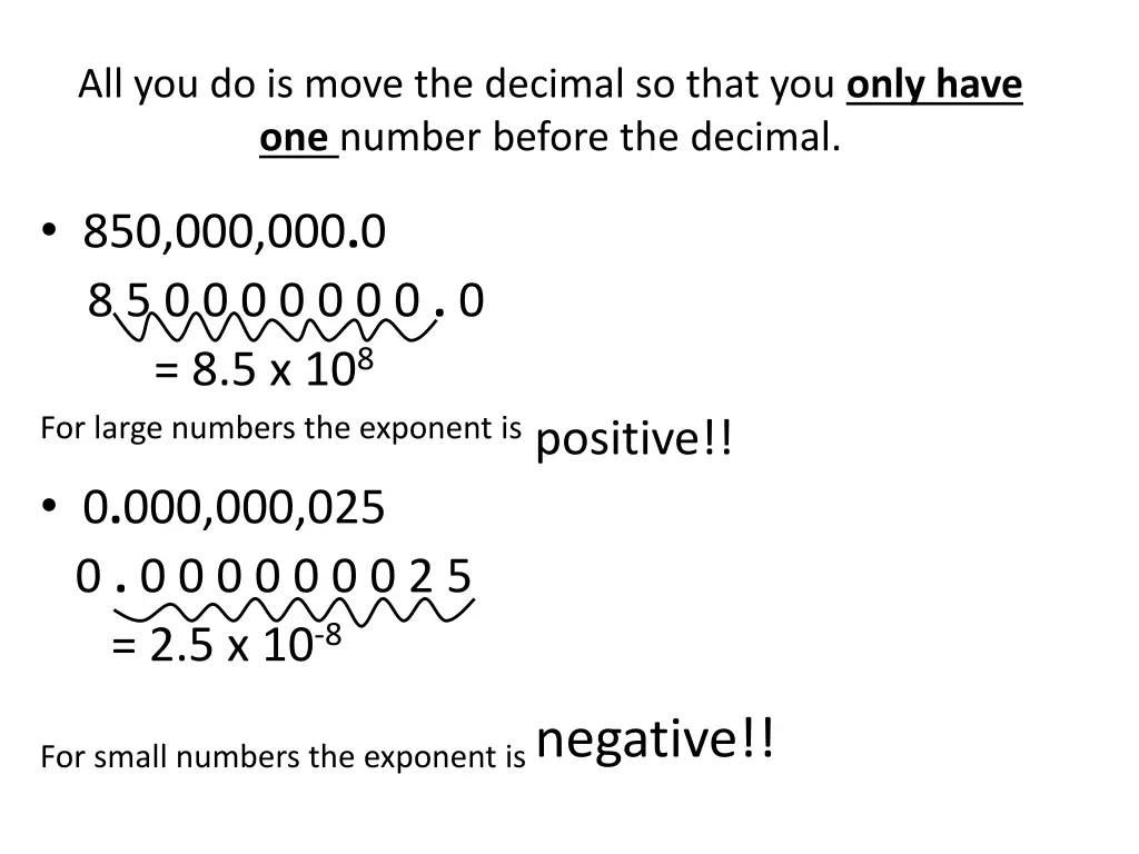 all you do is move the decimal so that you only