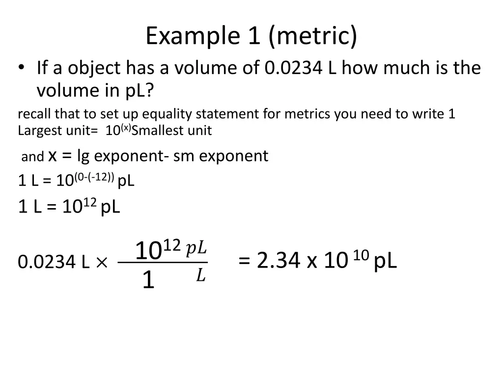 example 1 metric