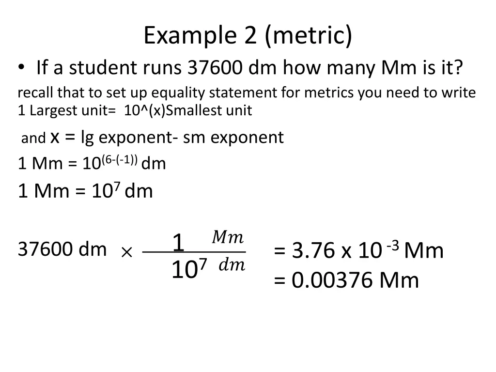 example 2 metric