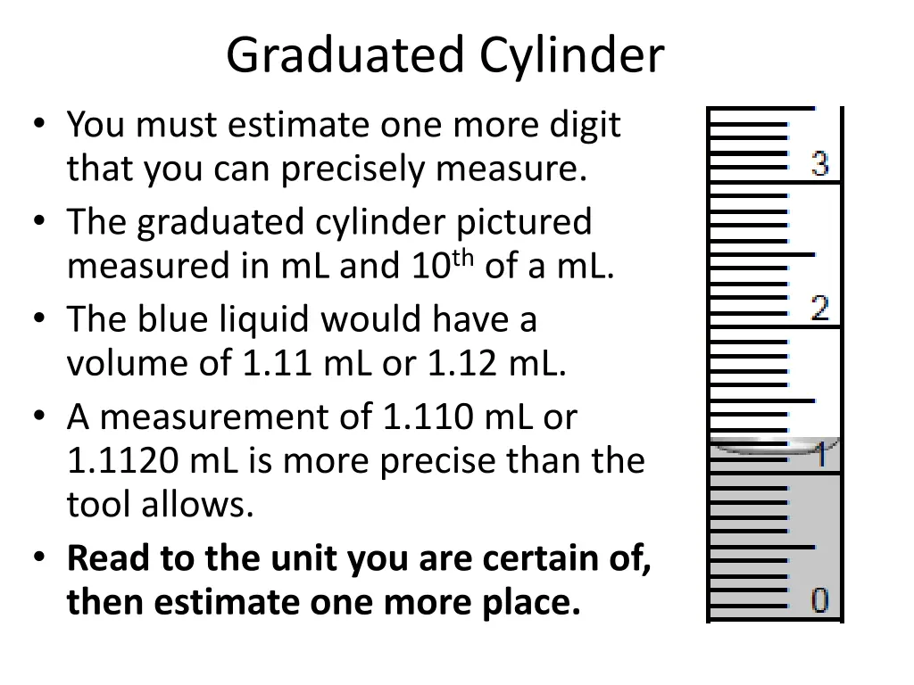 graduated cylinder you must estimate one more