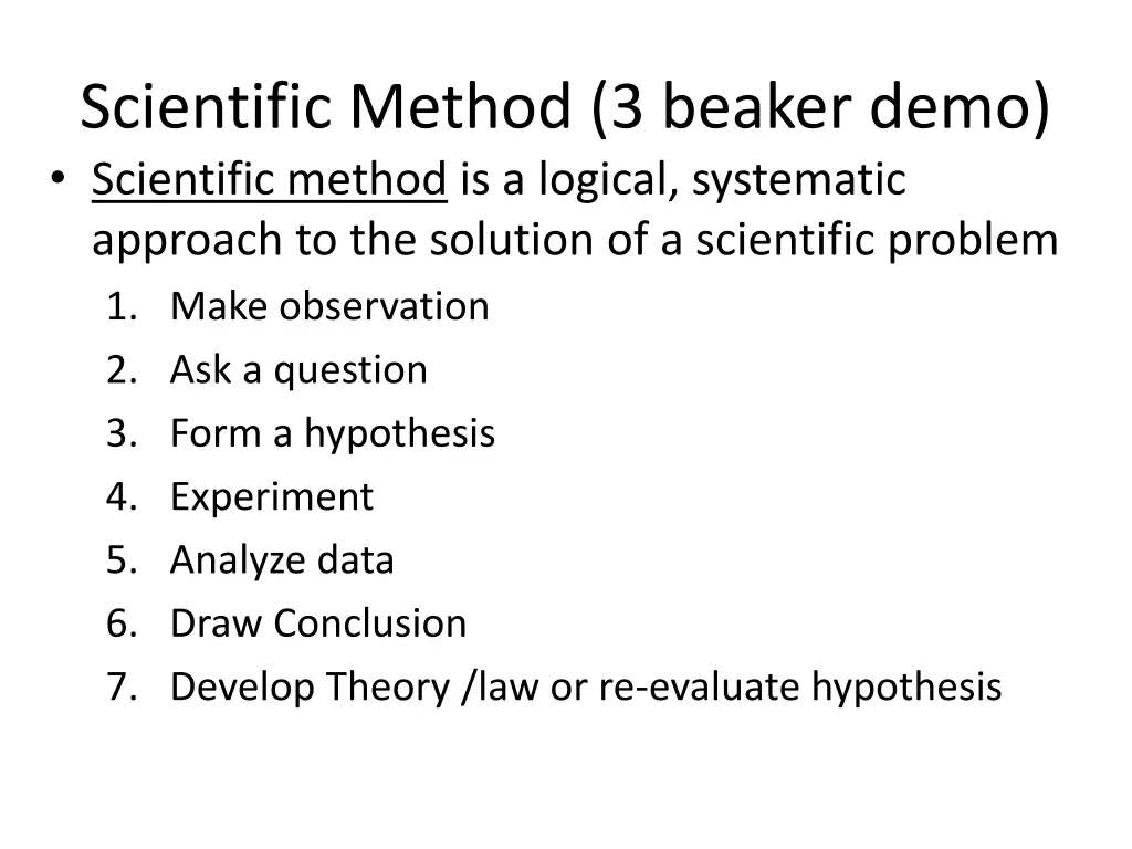 scientific method 3 beaker demo scientific method