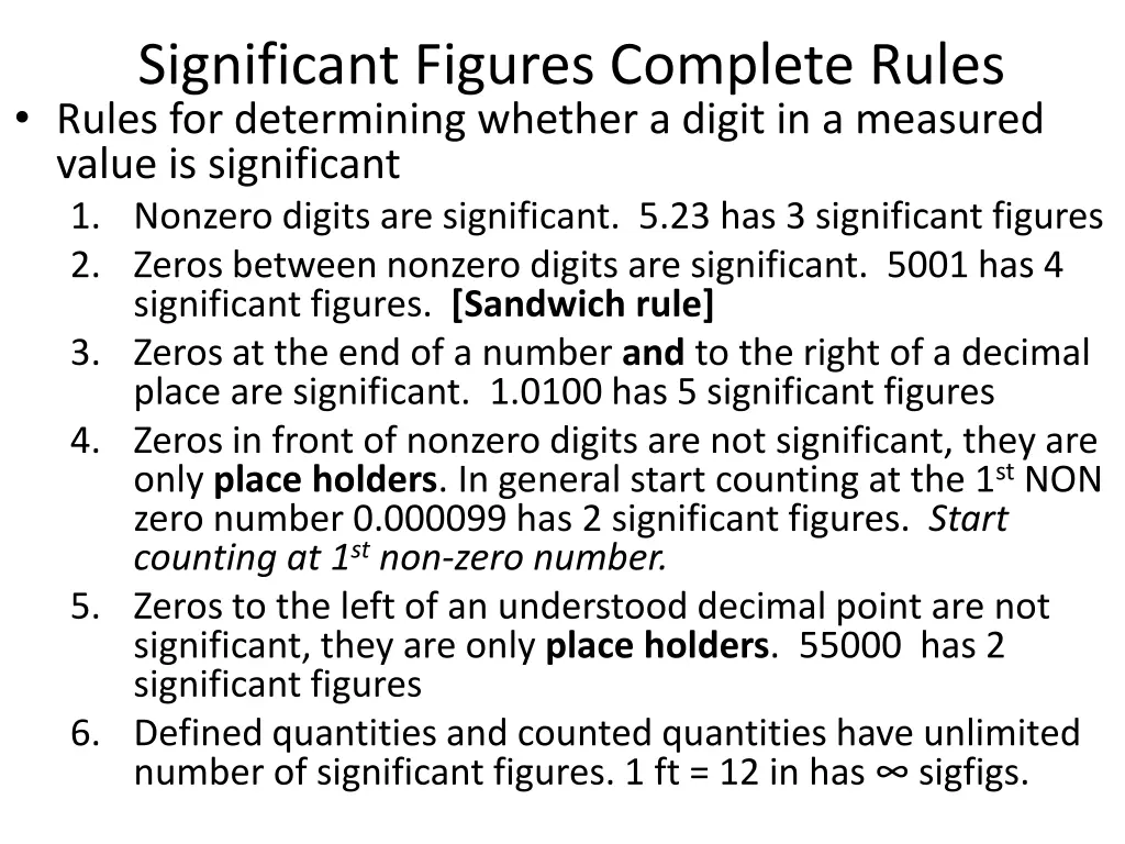 significant figures complete rules rules