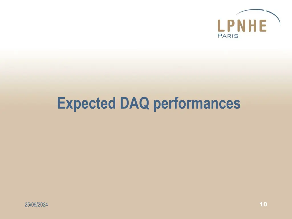 expected daq performances