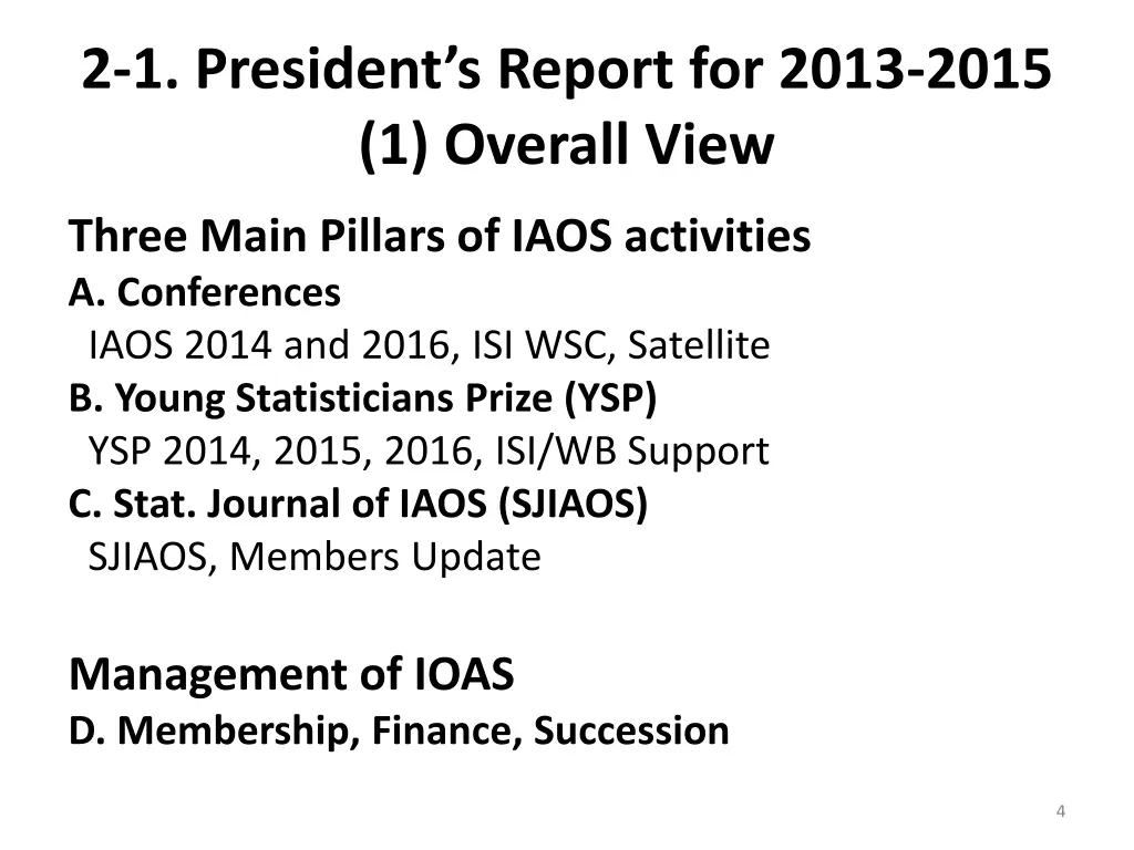 2 1 president s report for 2013 2015 1 overall