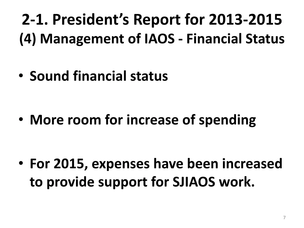 2 1 president s report for 2013 2015 4 management