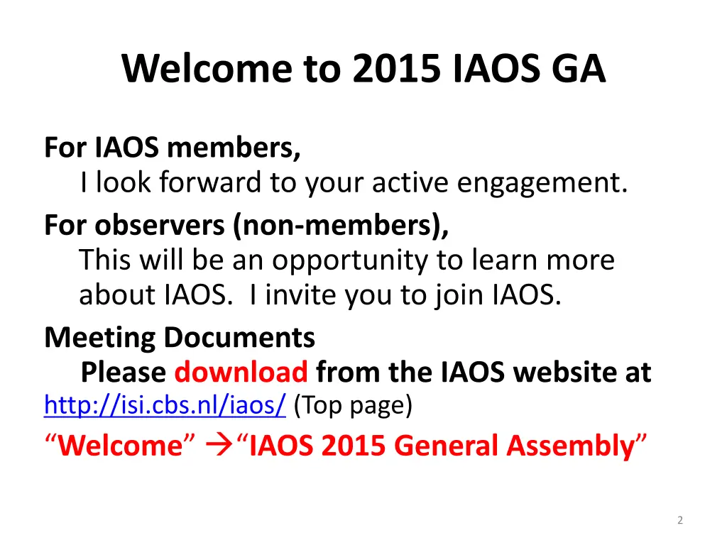 welcome to 2015 iaos ga