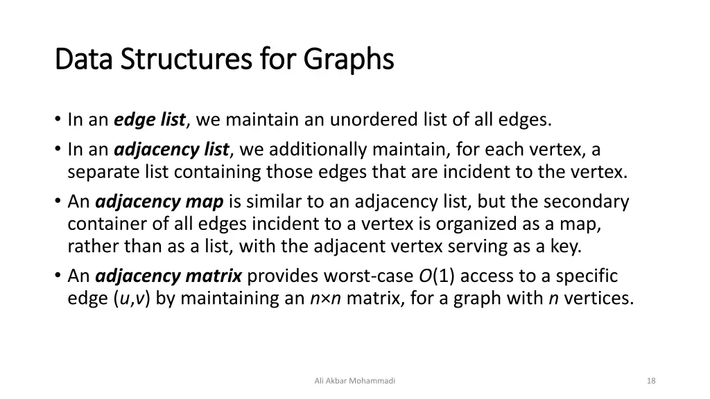 data structures for graphs data structures