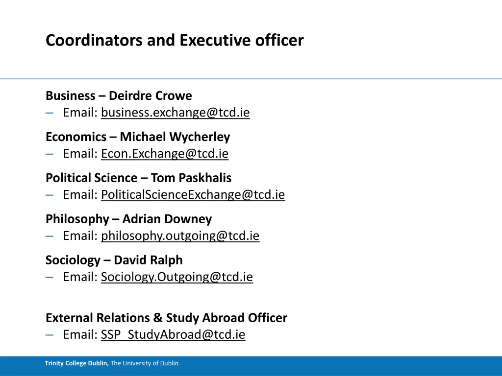 coordinators and executive officer