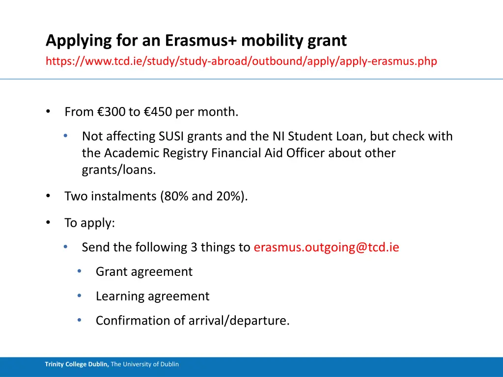 applying for an erasmus mobility grant https