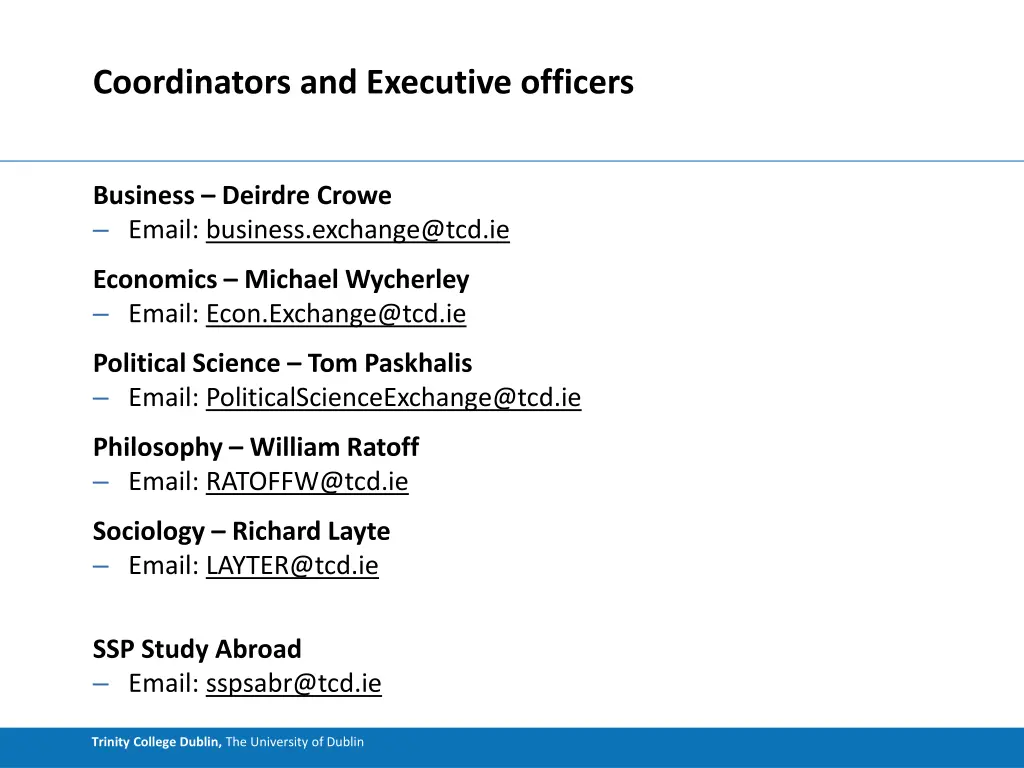 coordinators and executive officers