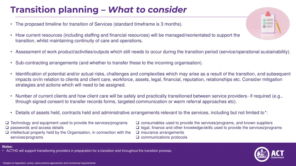 transition planning what to consider