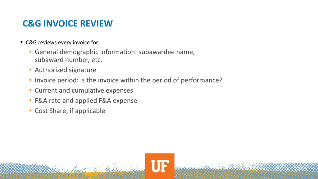 c g invoice review