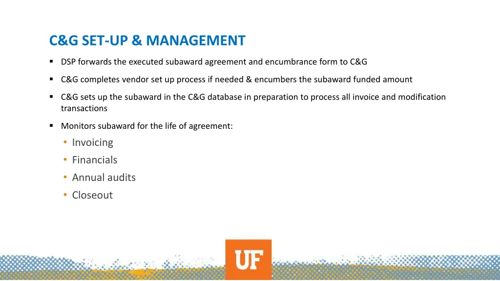 c g set up management