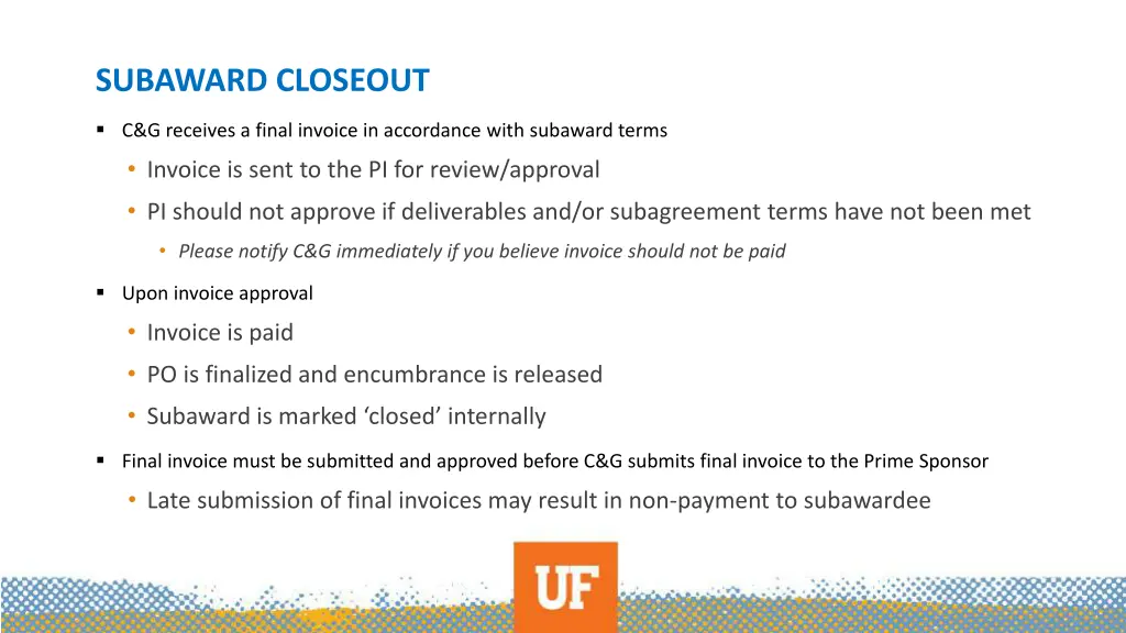 subaward closeout