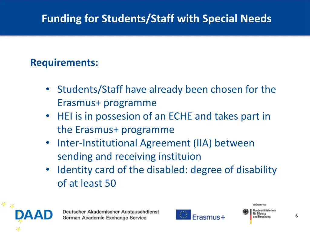 funding for students staff with special needs 1